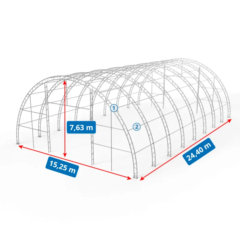 Hala namiotowa łukowa 15,25x24,4 m PVC 900g/m2