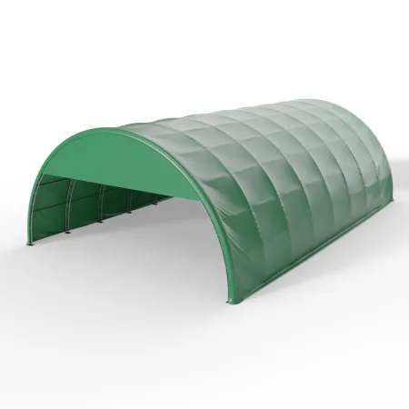 Osłona szczytowa ze stelażem do hali tunelowej 15m w wersji zielonej PVC 750g/m²