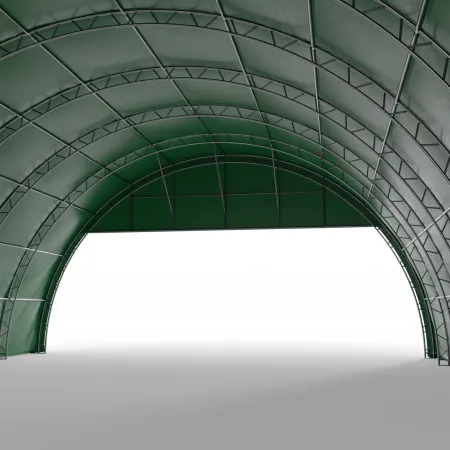 Osłona szczytowa ze stelażem do hali tunelowej 15m w wersji zielonej PVC 750g/m²
