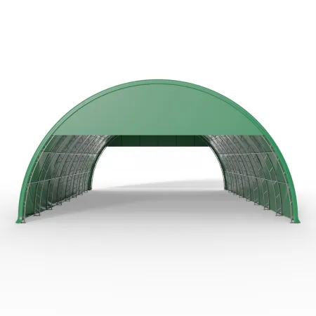 Osłona szczytowa ze stelażem do hali tunelowej 15m w wersji zielonej PVC 750g/m²
