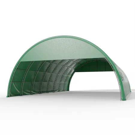 Osłona szczytowa ze stelażem do hali tunelowej 15m w wersji zielonej PVC 900g/m²