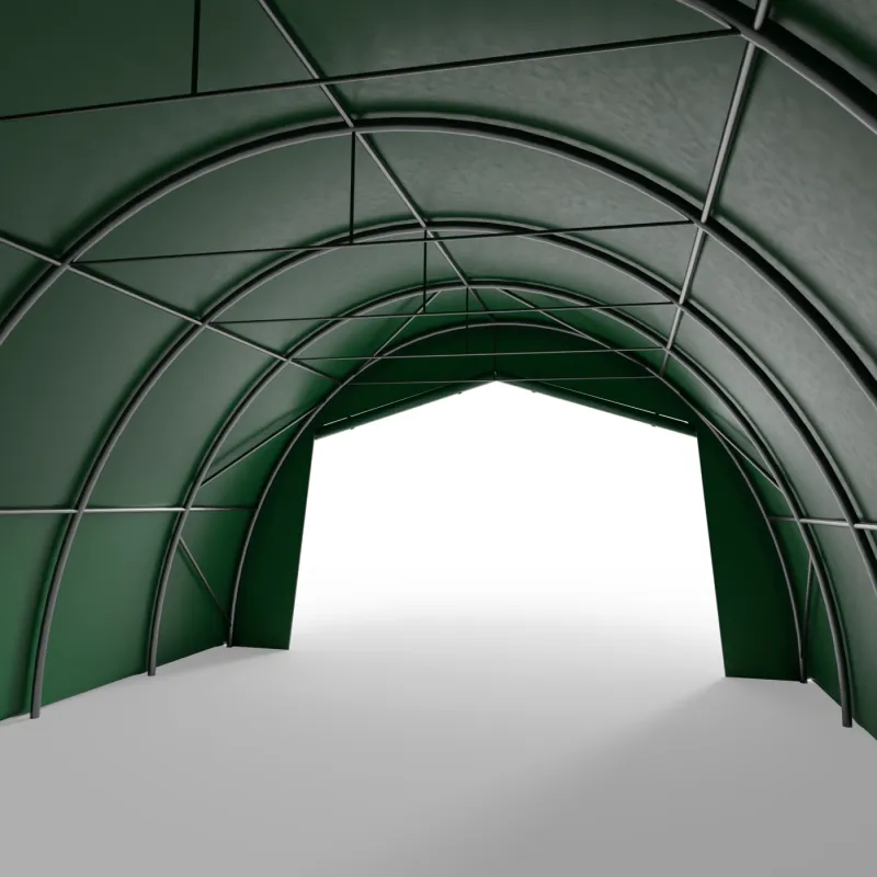 Hala namiotowa łukowa 6,1x12,8m PVC 750g/m² w wersji zielonej