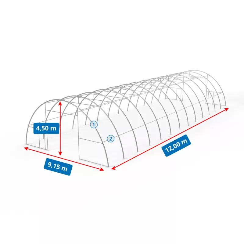 Hala namiotowa łukowa 9,15x12m PVC 750g/m2