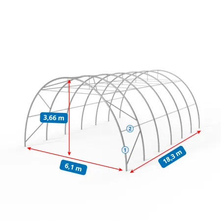 Hala namiotowa łukowa 6,1x18,3m PVC 750g/m² w wersji zielonej