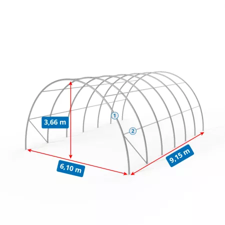 Hala namiotowa łukowa 6,1x9,15m PVC 750g/m2