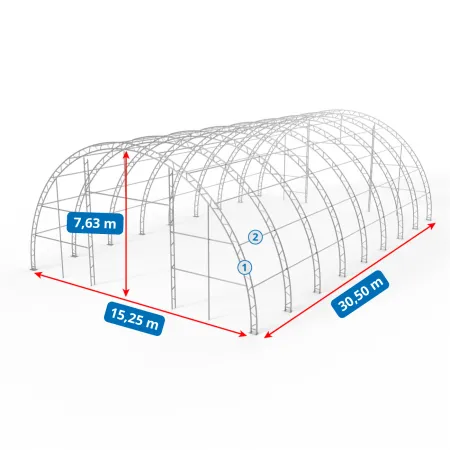 Hala namiotowa łukowa 15,25x30,5m PVC 750g/m² w wersji zielonej
