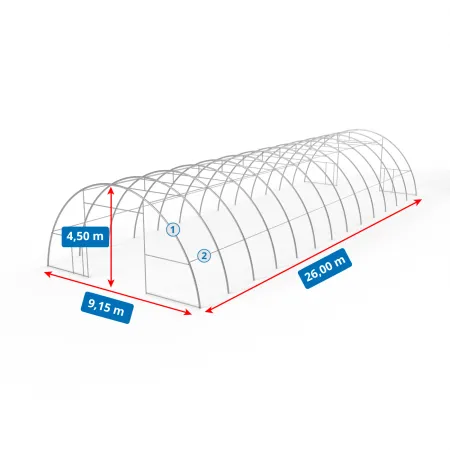 Hala namiotowa łukowa 9,15x26m PVC 750g/m² w wersji zielonej