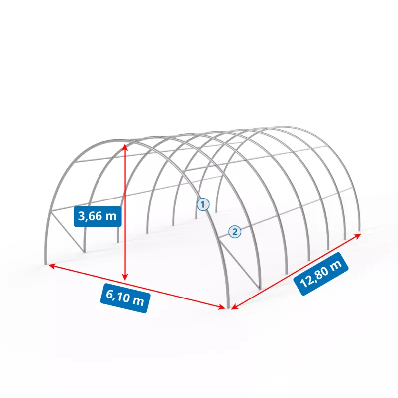 Hala namiotowa łukowa 6,1x12,8m PVC 750g/m2