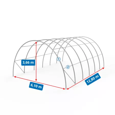 Hala namiotowa łukowa 6,1x12,8m PVC 750g/m2