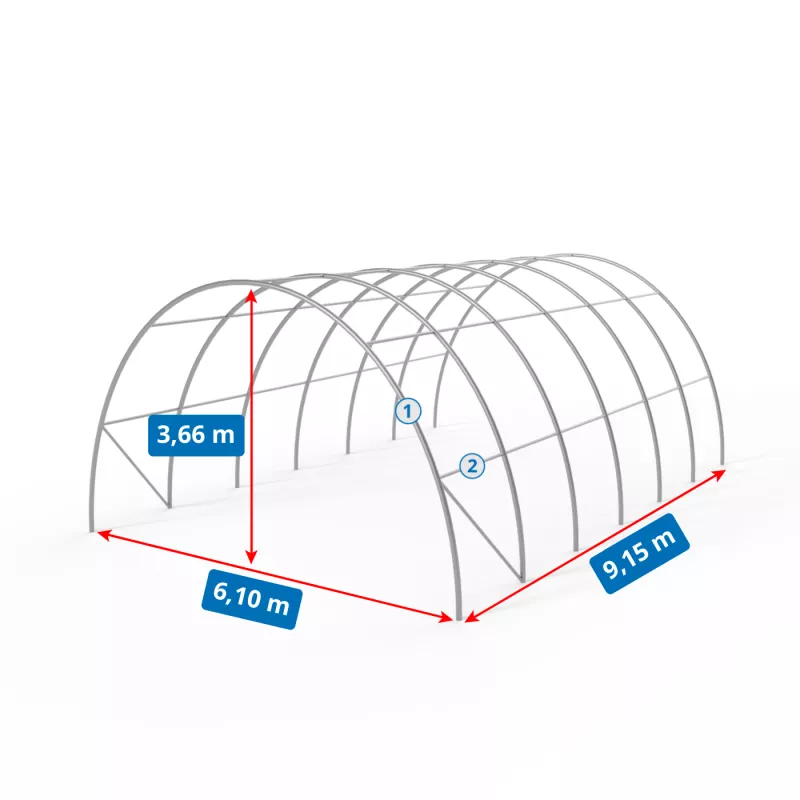 Hala namiotowa łukowa 6,1x9,15m PVC 900g/m2