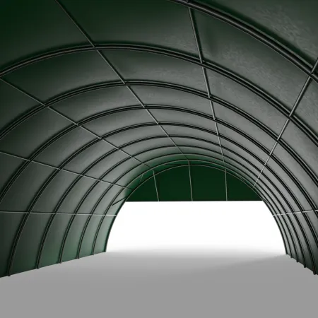 Osłona szczytowa ze stelażem do hali tunelowej 12m w wersji zielonej PVC 750g/m²