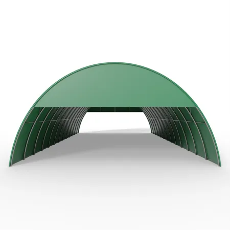 Osłona szczytowa ze stelażem do hali tunelowej 12m w wersji zielonej PVC 750g/m²