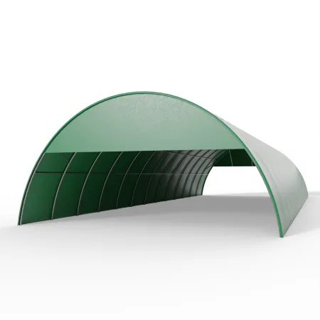 Osłona szczytowa ze stelażem do hali tunelowej 12m w wersji zielonej PVC 900g/m²