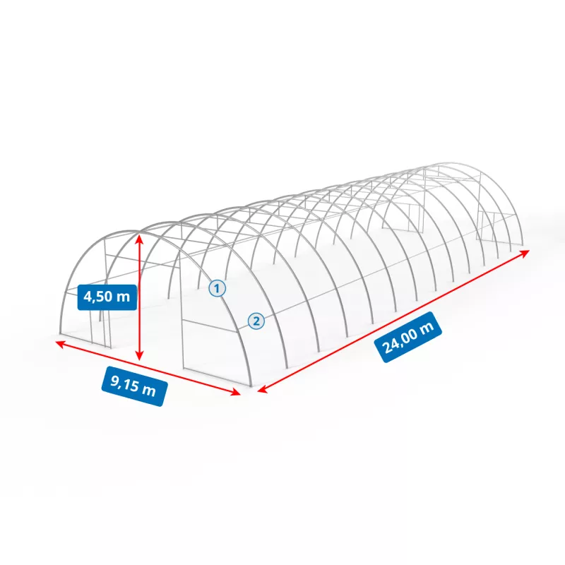 Hala namiotowa łukowa 9,15x24m PVC 750g/m2