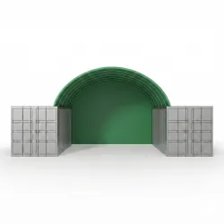 Ściana tylna bezstelażowa do zadaszenia kontenerowego 6m w wersji zielonej PVC 750 g/m²