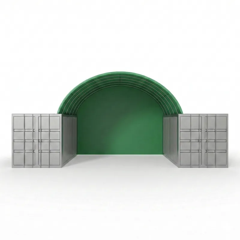 Ściana tylna bezstelażowa do zadaszenia kontenerowego 6m w wersji zielonej PVC 900 g/m²