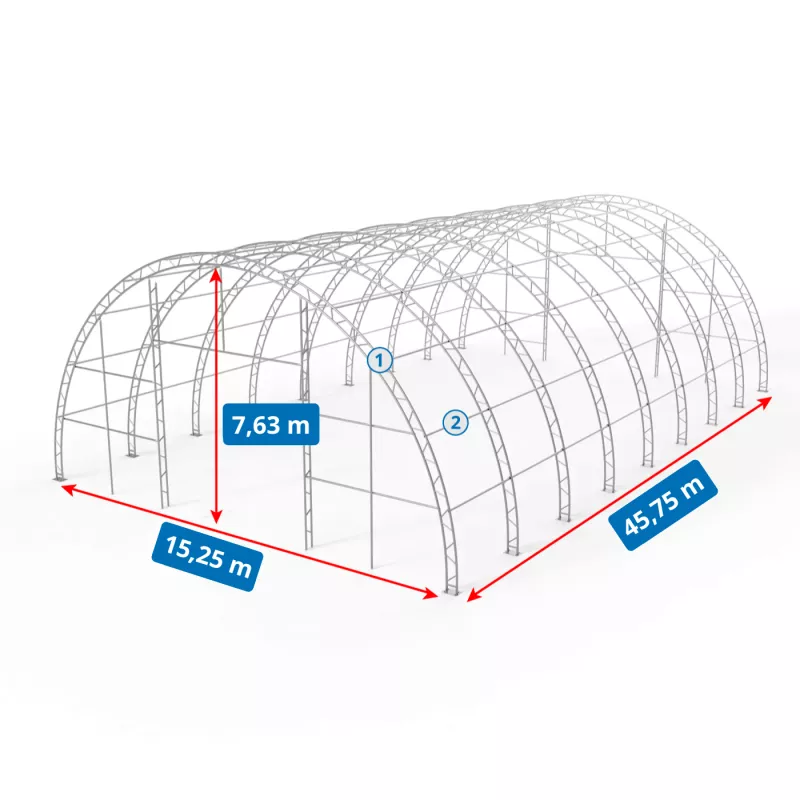 Hala namiotowa łukowa 15,25x45,75m PVC 900g/m2