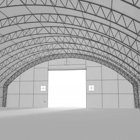 Hala namiotowa łukowa z pionowymi ścianami 21,5x30,05m PVC 900g/m²