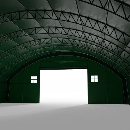 Hala namiotowa łukowa z pionowymi ścianami 15,25x24,4m PVC 750g/m² w wersji zielonej
