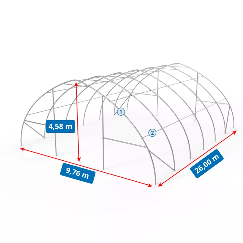 Hala namiotowa łukowa 9,76x26m PVC 900g/m2