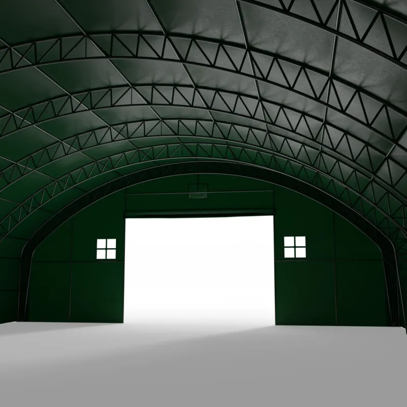 Hala namiotowa łukowa z pionowymi ścianami 15,25x30,5m PVC 750g/m² w wersji zielonej