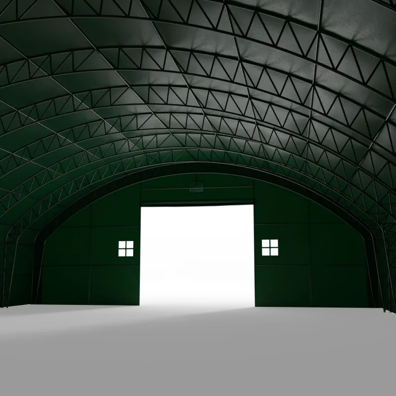 Hala namiotowa łukowa z pionowymi ścianami 18,3x24,4m PVC 750g/m² w wersji zielonej