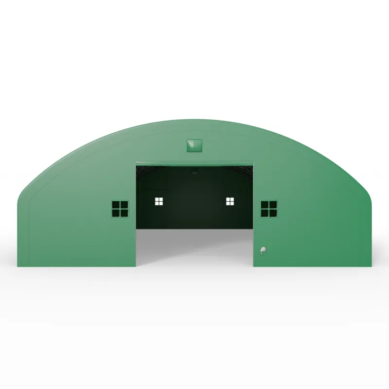 Hala namiotowa łukowa z pionowymi ścianami 18,3x24,4m PVC 750g/m² w wersji zielonej