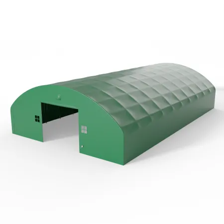 Hala namiotowa łukowa z pionowymi ścianami 21,5x36,6m PVC 900g/m² w wersji zielonej