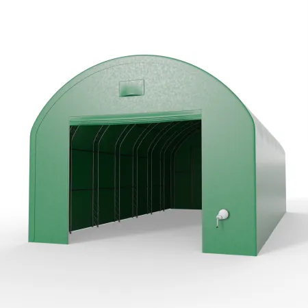 Hala namiotowa łukowa z pionowymi ścianami 6,1x23,79m PVC 750g/m² w wersji zielonej