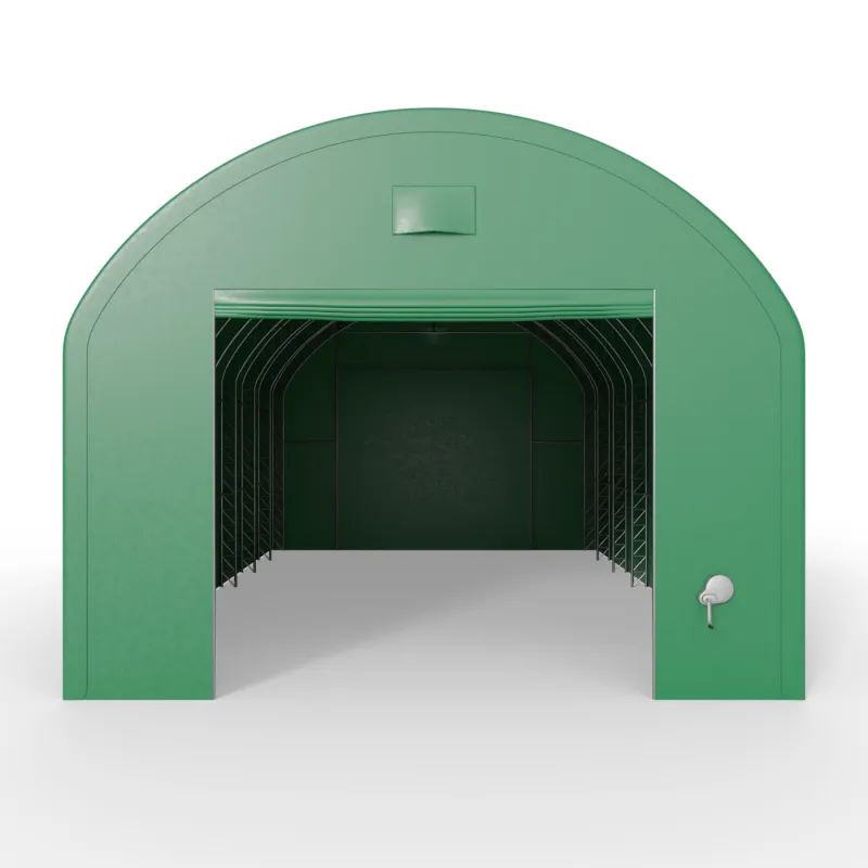 Hala namiotowa łukowa z pionowymi ścianami 6,1x23,79m PVC 900g/m² w wersji zielonej