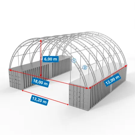 Zadaszenie kontenerowe XL 18x12m PVC 900g/m2
