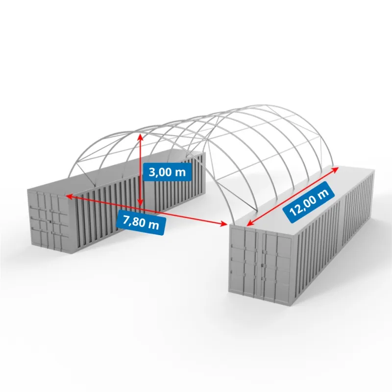 Zadaszenie kontenerowe 8x12m PVC 900g/m2