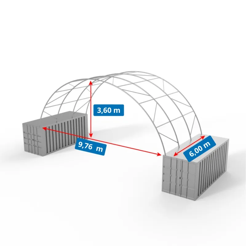 Zadaszenie kontenerowe 10x6m PVC 750g/m2