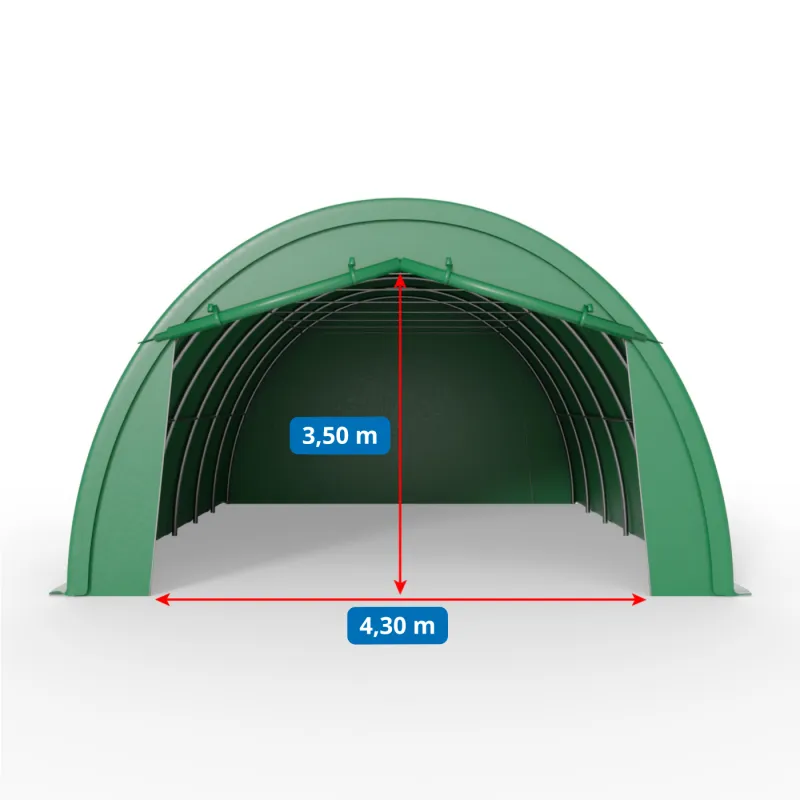 Hala namiotowa łukowa 6,1x6,1m PVC 750g/m² w wersji zielonej