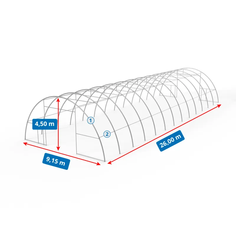 Hala namiotowa łukowa 9,15x10m PVC 750g/m² w wersji zielonej