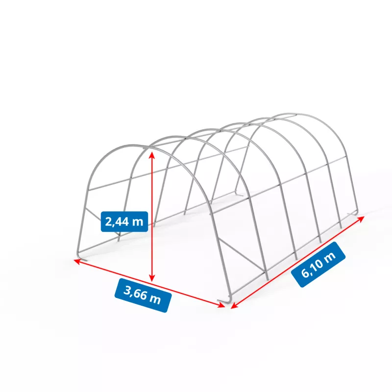 Namiot garażowy łukowy w wersji zielonej 3,66x6,1m PVC 750g/m2