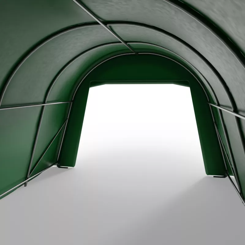 Namiot garażowy łukowy w wersji zielonej 3,66x6,1m PVC 900g/m2