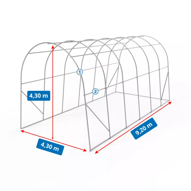 Namiot garażowy łukowy 4,3x9,2m PVC 750g/m2