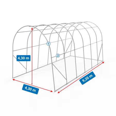 Namiot garażowy łukowy 4,3x9,2m PVC 750g/m2