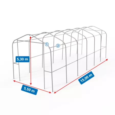 Namiot garażowy dwuspadowy 5,5x15m PVC 750g/m2