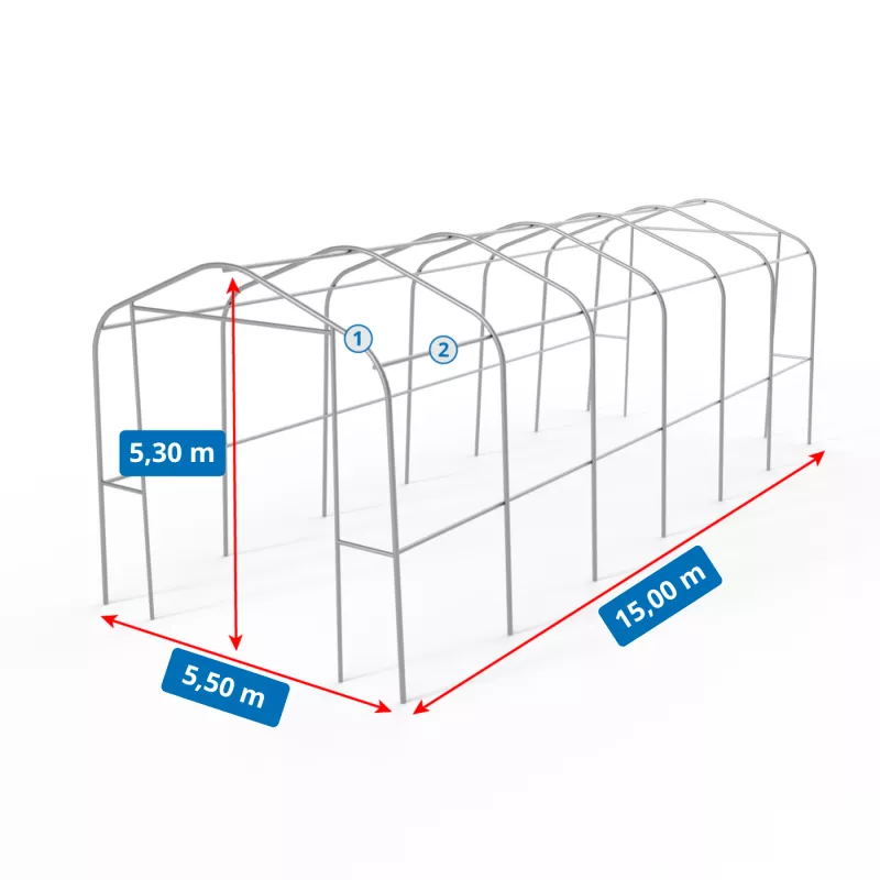 Namiot garażowy dwuspadowy 5,5x15m PVC 900g/m2