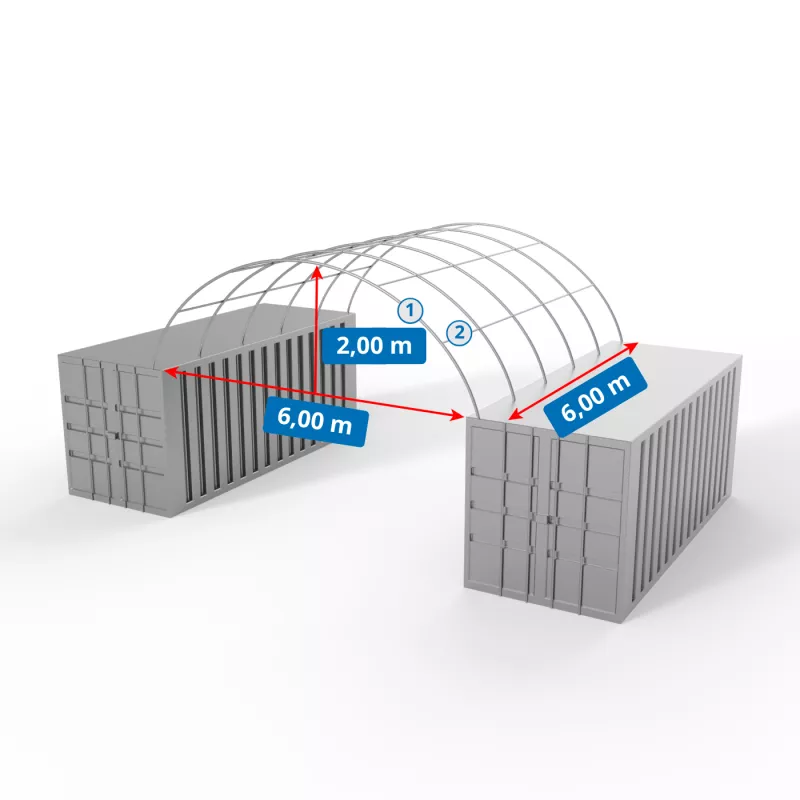 Zadaszenie kontenerowe 6x6m PVC 750g/m2