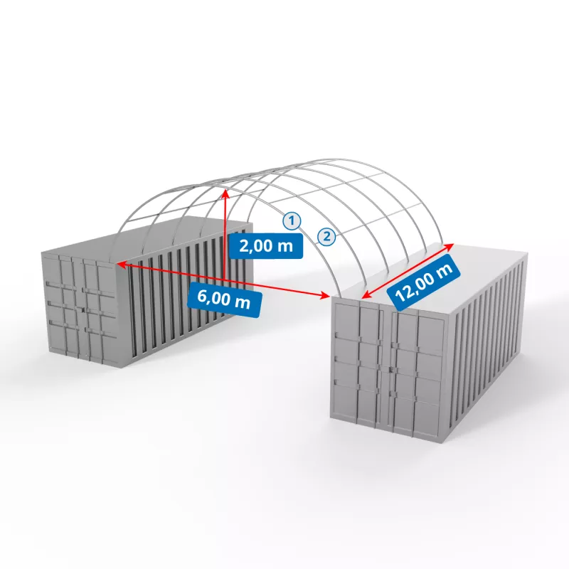 Zadaszenie kontenerowe 6x12m PVC 750g/m2