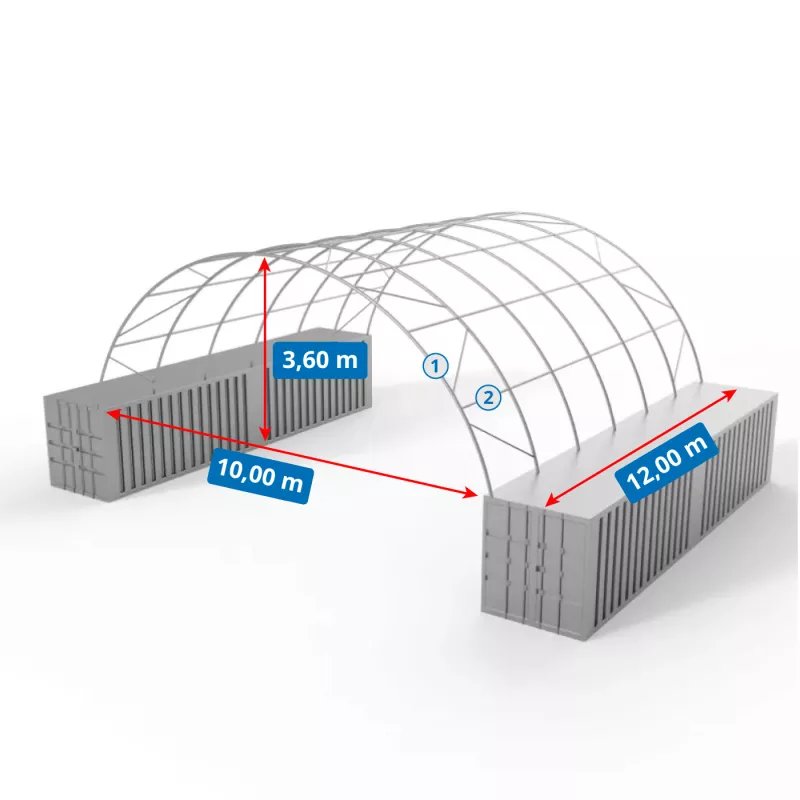 Zadaszenie kontenerowe 10x12m PVC 900g/m2