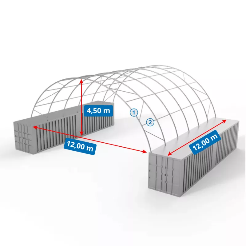 Zadaszenie kontenerowe 12x12m PVC 750g/m2