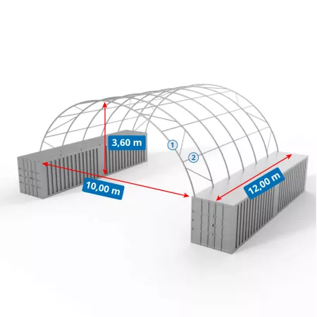 Zadaszenie kontenerowe 10x12m PVC 750g/m2