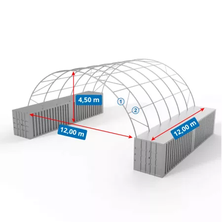 Zadaszenie kontenerowe 12x12m PVC 900g/m2