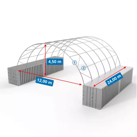 Zadaszenie kontenerowe 12x24m PVC 900g/m2