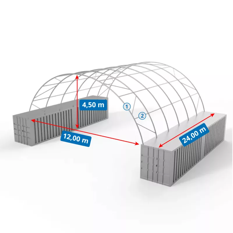 Zadaszenie kontenerowe 12x24m PVC 750g/m2