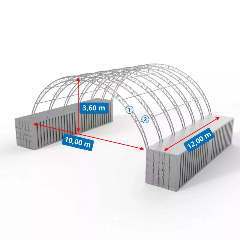 Zadaszenie kontenerowe wzmocnione 10x12m PVC 900g/m2